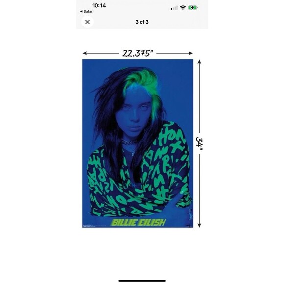 BILLIE EILISH BLUE Poster Lash Music 2020 Trends International NEW in Package - Picture 3 of 5